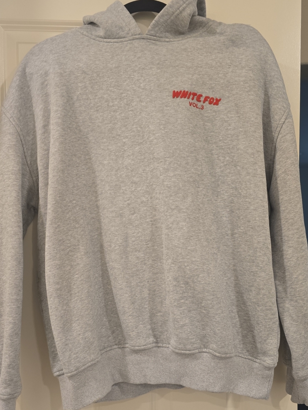 White Fox Vol.3 Gray And Red Logo Hoodie Sweater